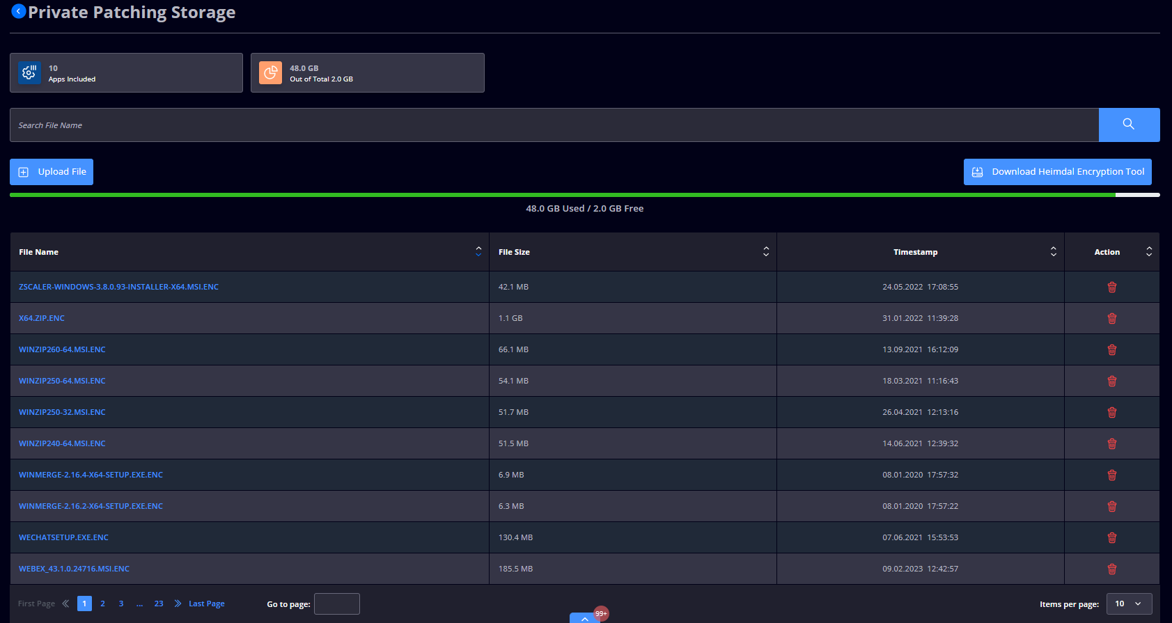 Screenshot from Infinity Management dashboard. 