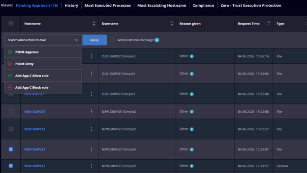 Add App C Allow Block rules from Pending Approvals PEDM.png