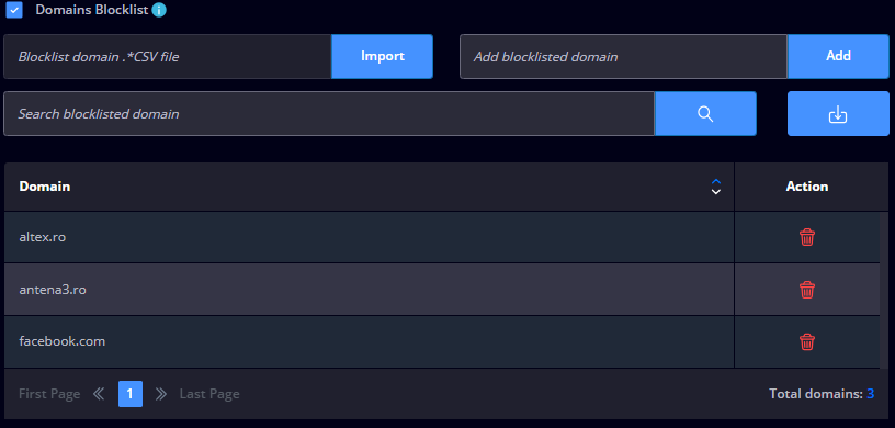 Domains blocklist